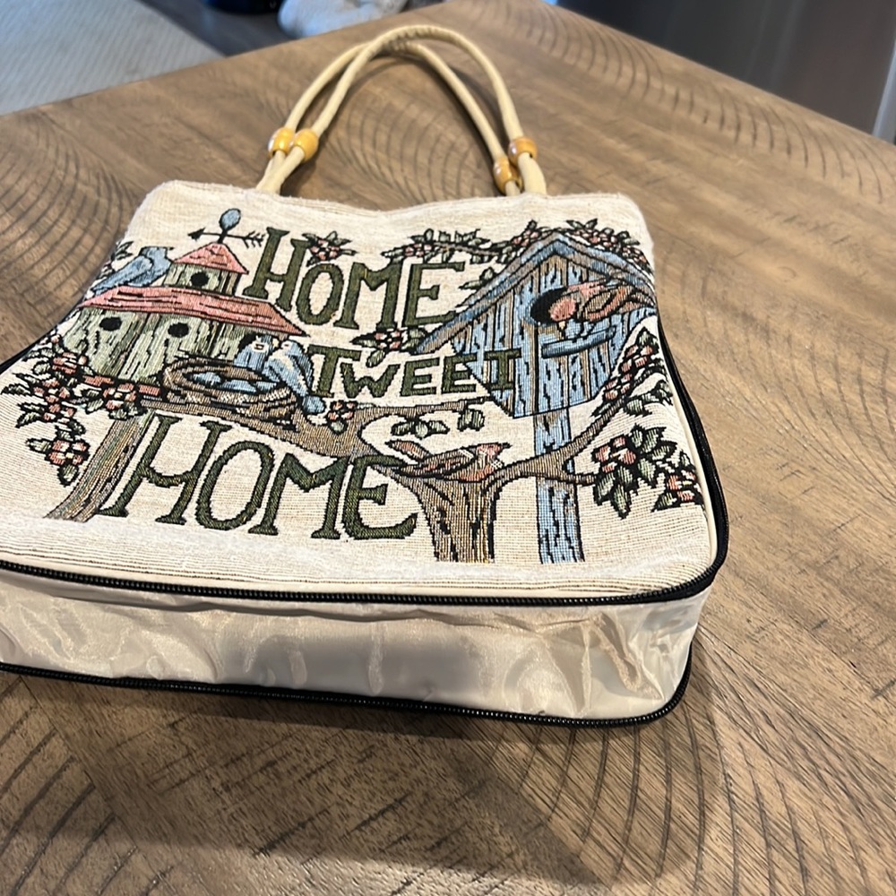 Embroidered Purse Birdhouse Birds Retro Vintage Home Tweet Home Tapestry View 6